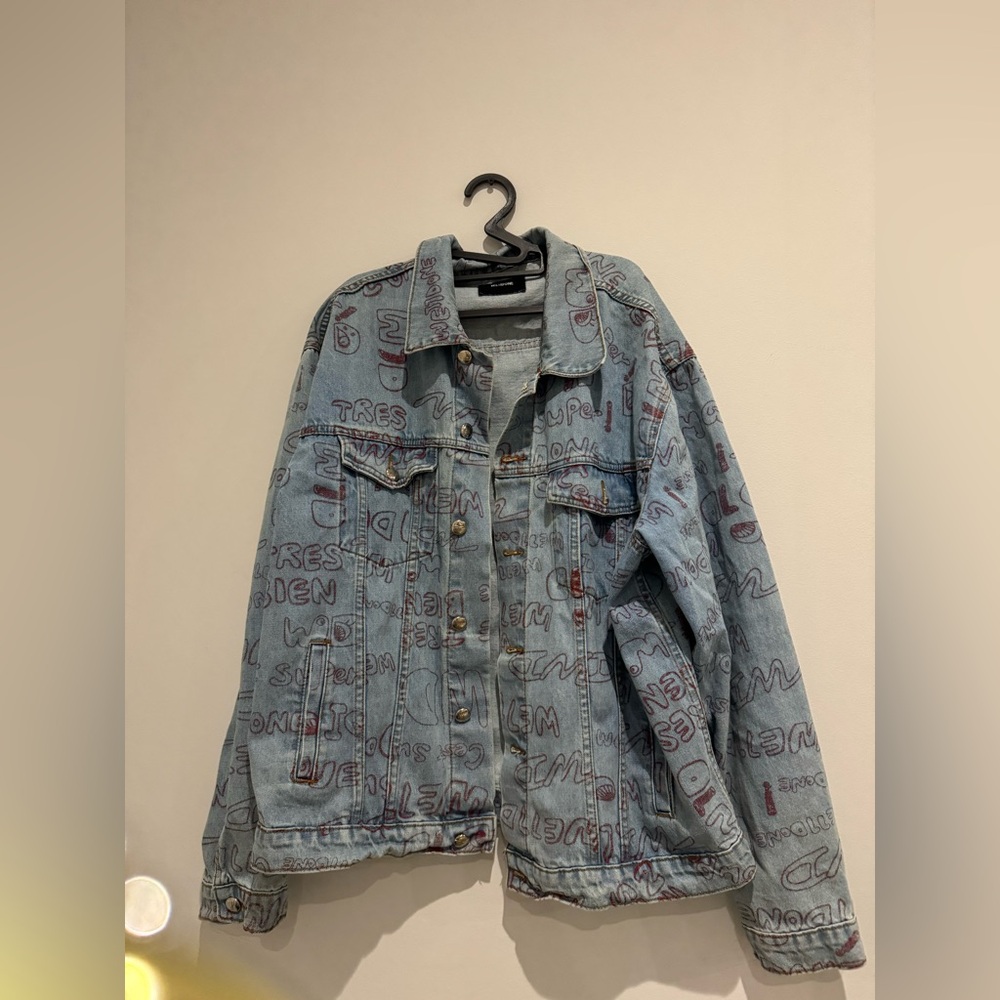 We11done Graphic Oversized Denim Jacket
